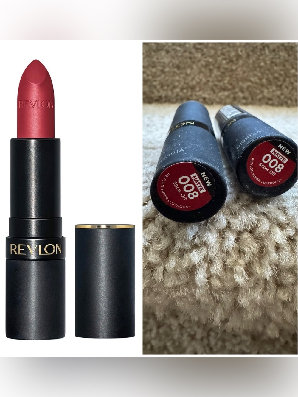 2 PACK Revlon Super Lustrous Lipstick The Luscious Mattes -008 SHOW OFF Red